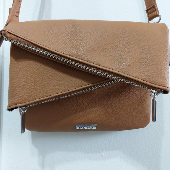 Kenneth Cole Multi Layer Zipper Fold Over Messenger Stylish Crossbody Bag - Picture 7 of 10